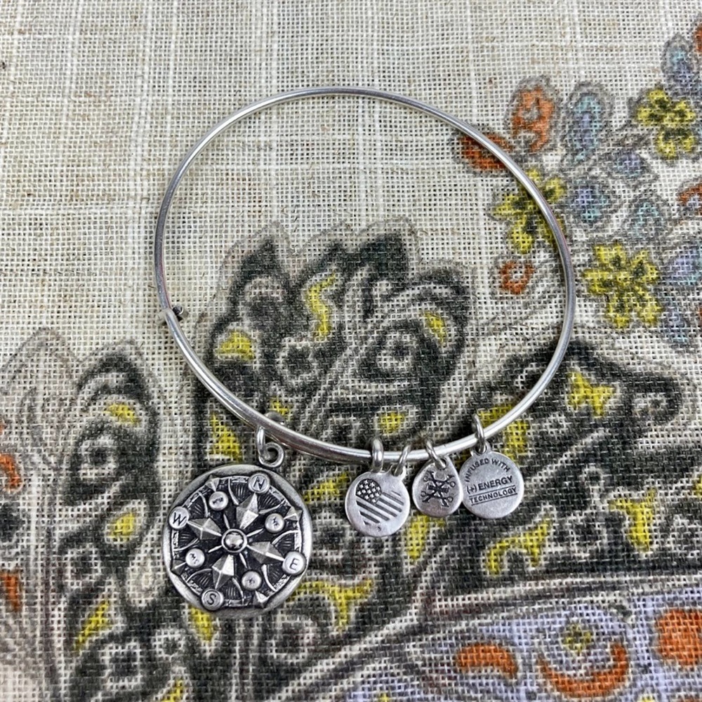 Alex & Ani Silver Compass Charm Bracelet